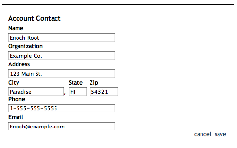account contact update form